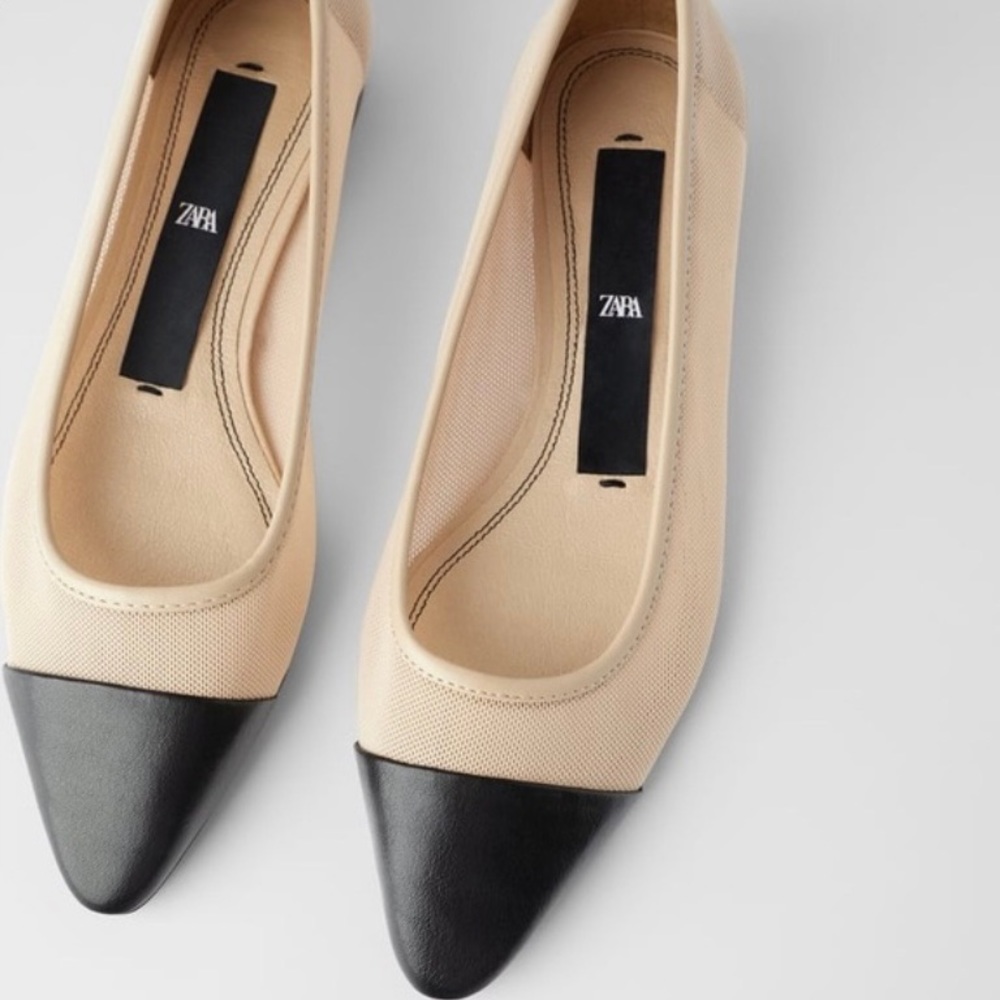 Zara Cap Toe Mesh Ballet Pointed Flats